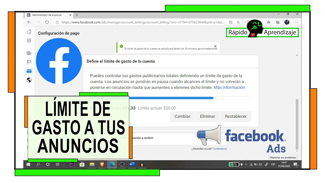 cambiar limite de gasto definido administrador de anuncios - Cómo editar el límite de gasto en Facebook Ads