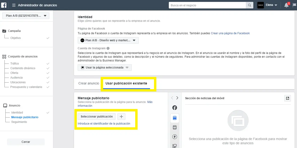 Cómo usar una publicación existente en el administrador de anuncios - Cómo elegir publicaciones en el administrador de anuncios como usar una publicacion existente en el administrador de anuncios - Cómo elegir publicaciones en el administrador de anuncios