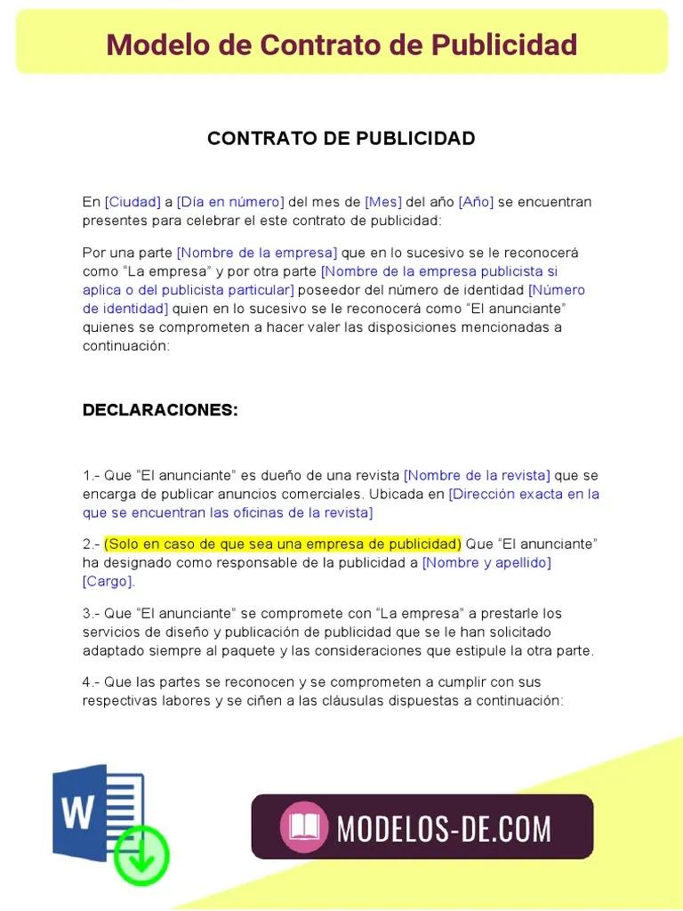 modelo de contrato de agencia de publicidad - Cómo hacer un contrato de agencia