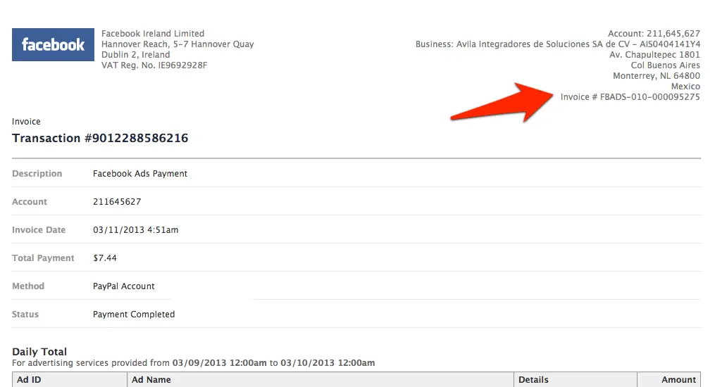 descargar factura de facebbok anuncios - Cómo obtener recibos de anuncios de Facebook