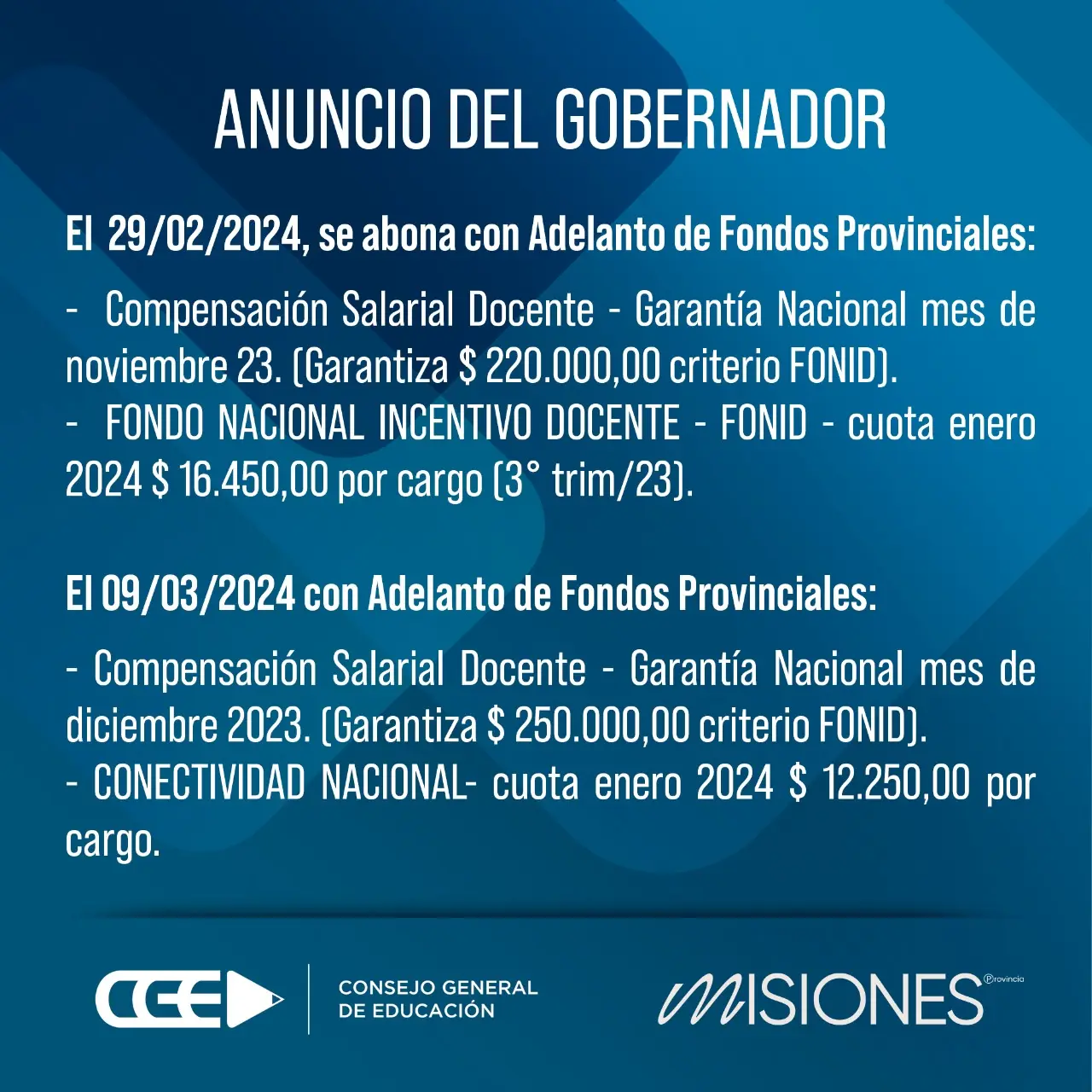 Anuncios del Gobernador de Misiones: Actualización Salarial y Cronograma de Pagos 2024 - Cuándo sale el sueldo en Misiones en marzo de 2024 anuncios del gobernador de misiones - Cuándo sale el sueldo en Misiones en marzo de 2024