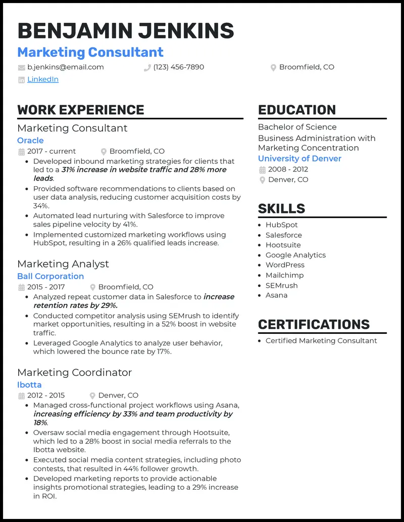 Marketing Consultant Resume: Guía Definitiva para un CV Impecable - How do I write a CV for a consultant marketing consultant resume - How do I write a CV for a consultant