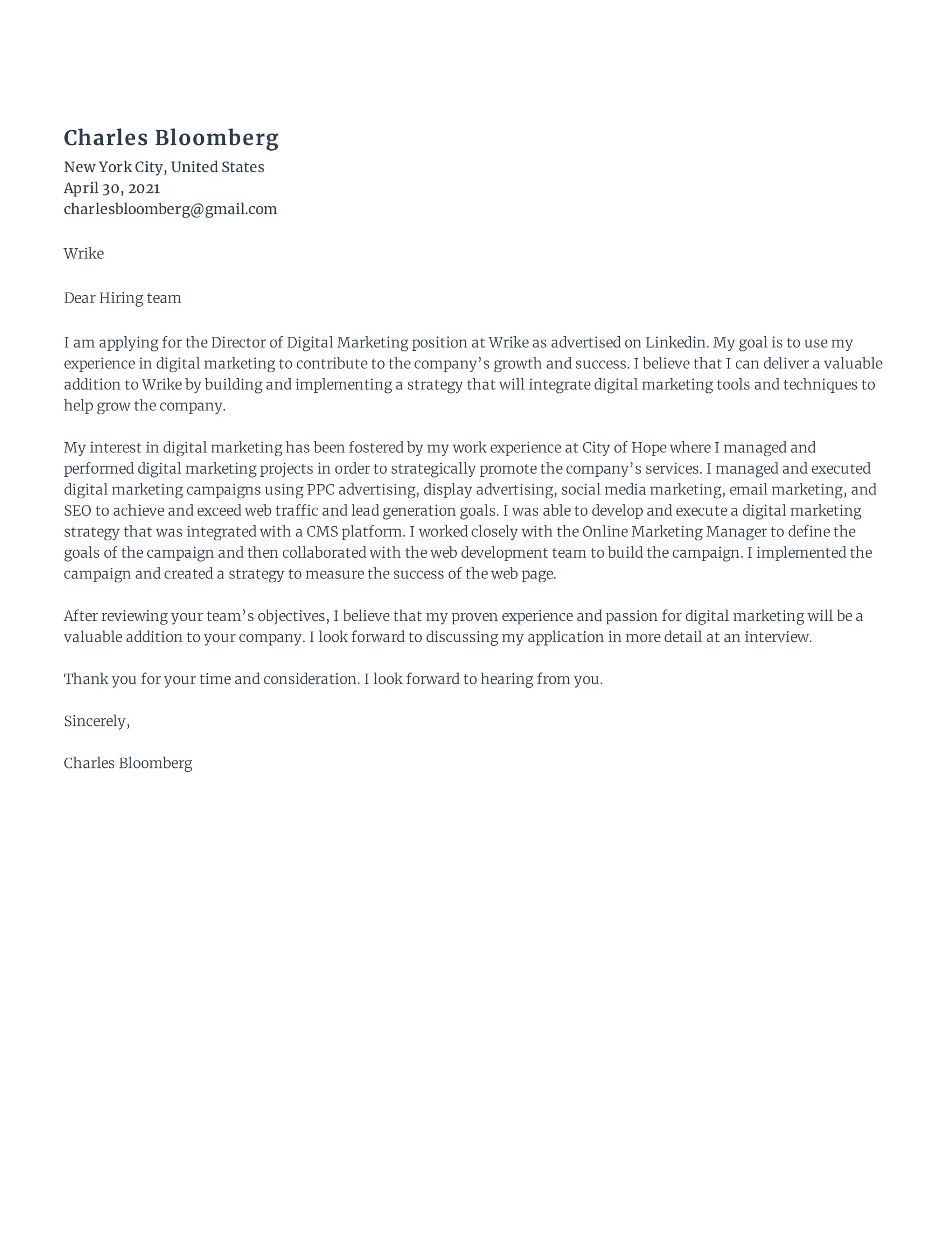 Ejemplos de Cartas de Presentación para Marketing Digital - How do I write about myself as a digital marketer cover letter examples digital marketing - How do I write about myself as a digital marketer