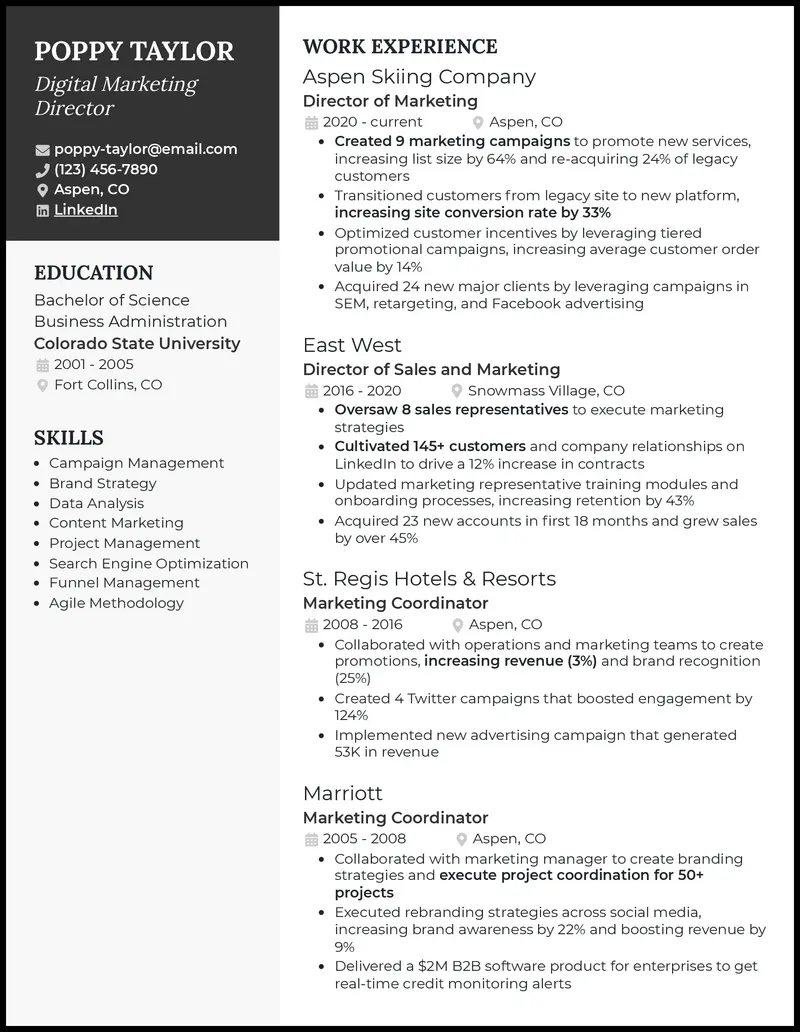 Director de Marketing Digital: Cómo crear un currículum que destaque - How do you write a sales director resume digital marketing director resume - How do you write a sales director resume