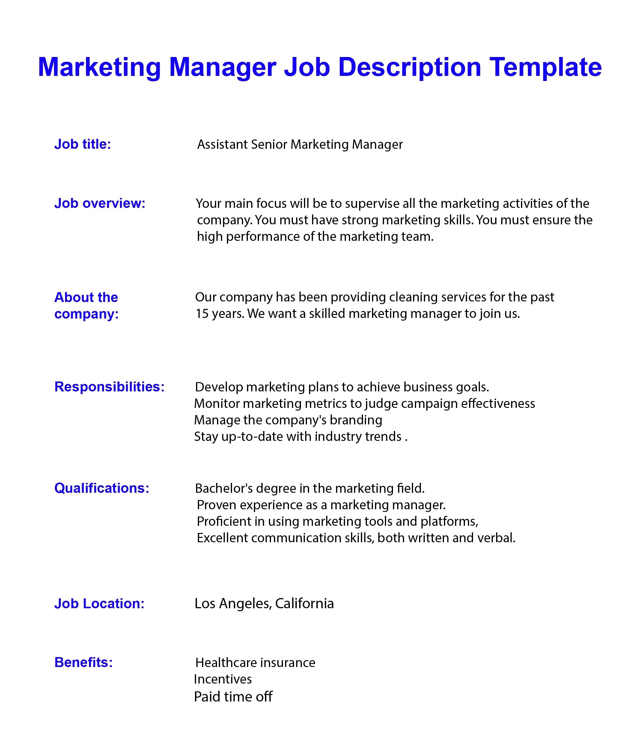 Descripción del puesto de Marketing Manager: Responsabilidades, Habilidades y Requisitos - What are the duties and responsibilities of a marketer marketing manager description - What are the duties and responsibilities of a marketer