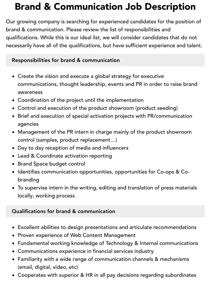 Comunicación de marca y marketing: Una guía completa para el éxito empresarial - What is a brand communications job description brand and marketing communications - What is a brand communications job description