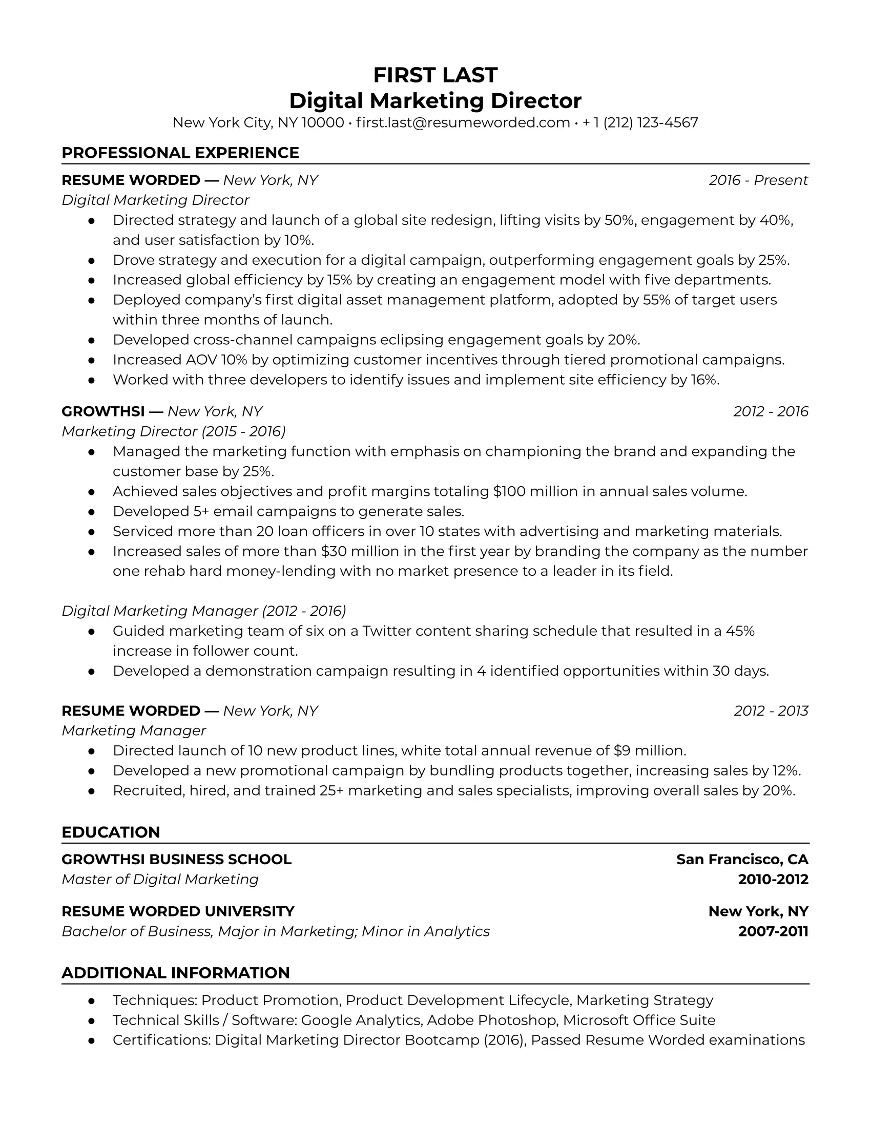 Director de Marketing Digital: Cómo crear un currículum que destaque - What is the best resume for a marketing director digital marketing director resume - What is the best resume for a marketing director