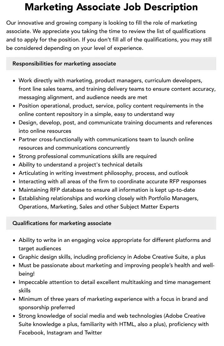 Marketing Associate: Descripción del Puesto y Responsabilidades Clave - What is the role of a marketing associate marketing associate job description - What is the role of a marketing associate