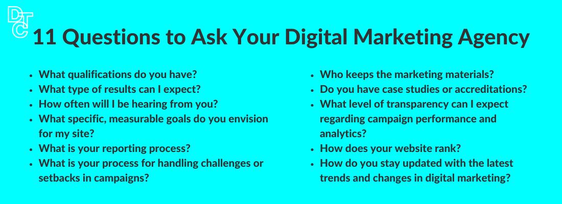 questions to ask a marketing agency - What questions should I ask a digital agency