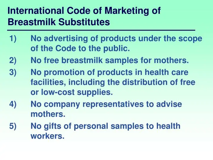 Código Internacional de Comercialización de Sucedáneos de la Leche Materna: Una Guía Completa - Who code on marketing of breastmilk substitutes code of marketing of breast milk substitutes - Who code on marketing of breastmilk substitutes